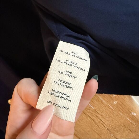 NWT L'AGENCE True Collarless Wool Blend Jacket - Midnight Navy Blue, Size 10 - Picture 9 of 12